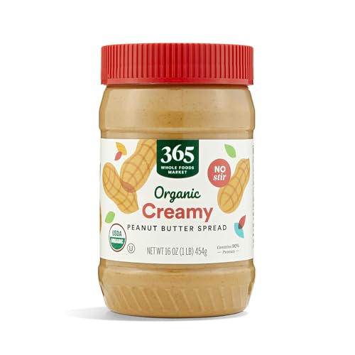 365 by Whole Foods Market, Organic Creamy Peanut Butter Spread, No Stir, 16 Ounce