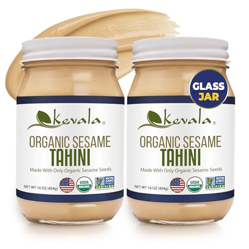 Kevala Organic Sesame Tahini | USDA Organic, Non‑GMO Project Verified & Kosher Certified | Smooth Hulled Sesame Paste in