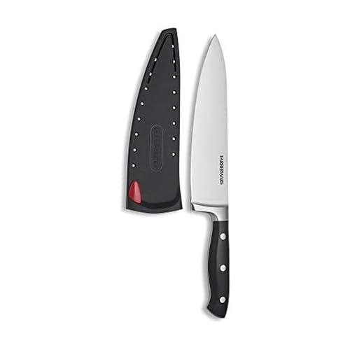 Farberware Edgekeeper 8-Inch Forged Triple Riveted Chef Knife with Self-Sharpening Blade Cover, High Carbon-Stainless St