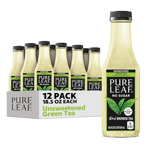Pure Leaf Iced Tea, Unsweetened Green Tea, 18.5 fl Oz Bottles (Pack of 12)