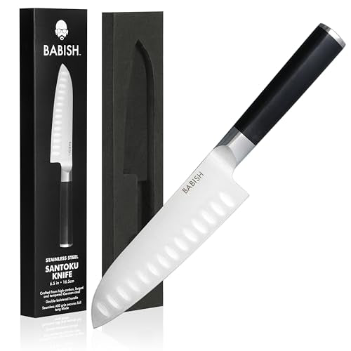 Babish 6.5 Inch Santoku Knife High Carbon 1.4116 German Steel Kitchen Knife Razor Sharp Blade Durable Precision Cutlery