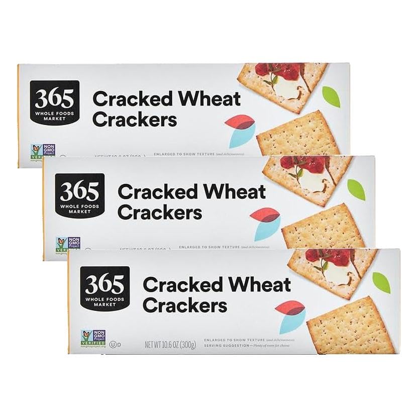 365 by Whole Foods Market, Cracked Wheat Crackers, 10.6 OZ (Pack of 3)