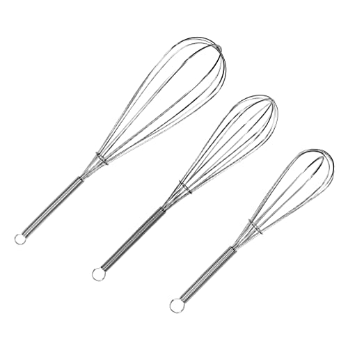 ForTomorrow Stainless Steel Whisk Set - 8"+10"+12" Thin Handle Wisk Balloon Wire Whisks Kitchen Tool for Cooking, Baking