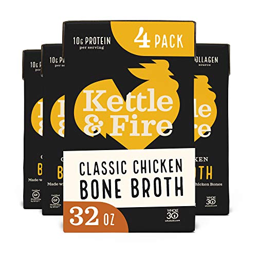 Kettle and Fire Classic Chicken Bone Broth | Keto, Paleo, and Whole 30 Approved | Gluten Free | High in Protein and Coll