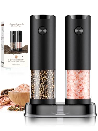 Electric Salt and Pepper Grinder Set Automatic Battery Pepper Mill Shakers Adjustable Coarseness Upgraded Larger Capacit