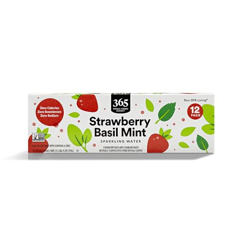 365 by Whole Foods Market, Sparkling Water, Mint Strawberry Basil, 12 Fl Oz