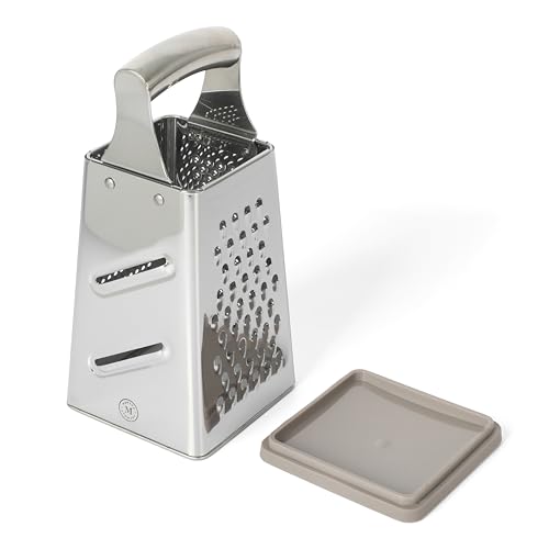 Martha Stewart Sprucedale 9.5-Inch Stainless Steel 4-Sided Box Grater – Durable Kitchen Cheese and Food Grater with Mult