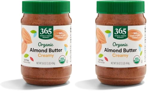 365 by Whole Foods Market, Organic Creamy Almond Butter, 16 Ounce (Pack of 2)