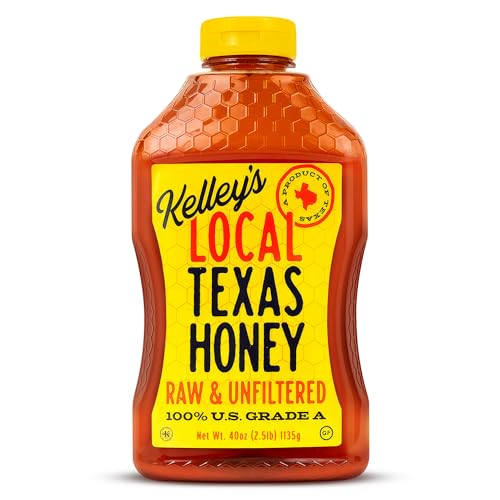 Kelley's Local Texas Honey, 40 oz – 100% Pure, Raw & Unfiltered – All-Natural American Honey for Tea, Smoothies, Yogurt,