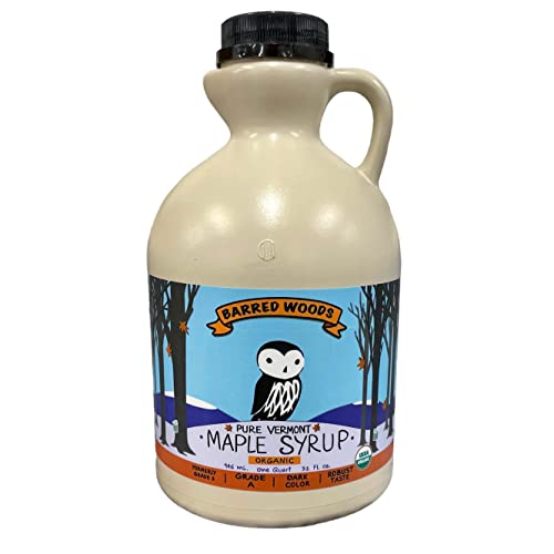 Organic Vermont Maple Syrup - Grade B - Now Called Grade A Dark Robust - 100% Pure and All-Natural - One Quart Jug - Fro