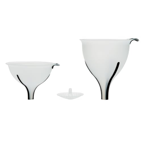 OXO Good Grips 3-Piece Multi-Purpose Funnel Set | Includes 4 oz, 16 oz Funnels & Removable Strainer. Non-Slip Ridges Gri