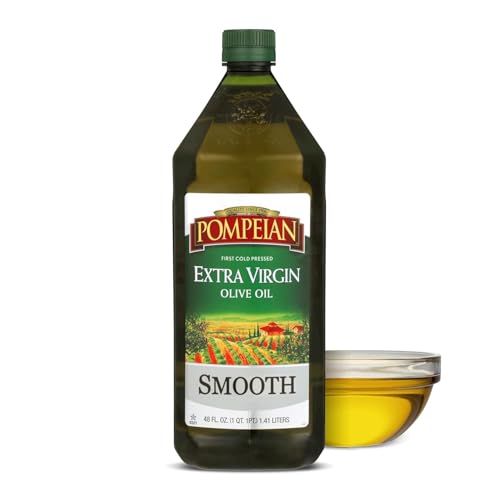 Pompeian Smooth Extra Virgin Olive Oil - 48 Fl Oz - First Cold Pressed Olive Oil for Cooking - Smooth Taste for Sauteing