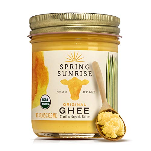 Spring Sunrise Grass Fed Organic Ghee - USDA Certified Clarified Butter - Keto & Paleo Friendly, Non-GMO, Gluten & Casei