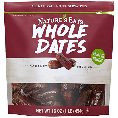 Nature’s Eats Whole Pitted Dates - Non-GMO, Gluten-Free, Vegan, Kosher Dried Fruits, Naturally Sweet Source of Fiber, He