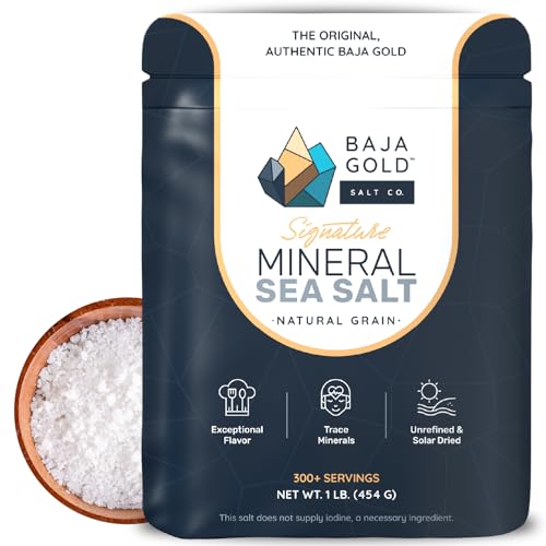 Baja Gold Signature Mineral Sea Salt, Gary Brecka Choice, Natural Grain 1lb | Natural Grain Sea Salt Crystals for Finish
