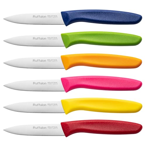 Paring & Fruit Knives Set of 6, Stainless Steel Sharp Blades, Multicolor.