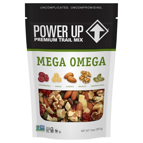Power Up Trail Mix, Mega Omega Trail Mix, Non-GMO, Vegan, Gluten Free, No Artificial Ingredients, Gourmet Nut, 14 Ounce