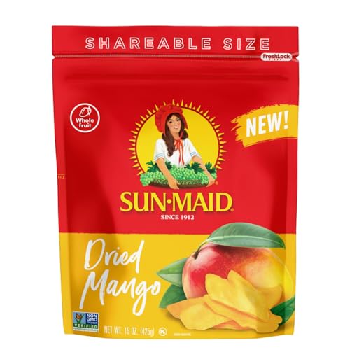 Sun-Maid Dried Mango Slices - 15 oz Resealable Bag - Sweetened with Cane Sugar - Dried Fruit Snack for Lunches, Holiday