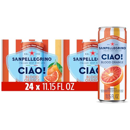 Sanpellegrino CIAO! Blood Orange Sparkling Water, Low-Cal, 0g Added Sugar, 24-Pack