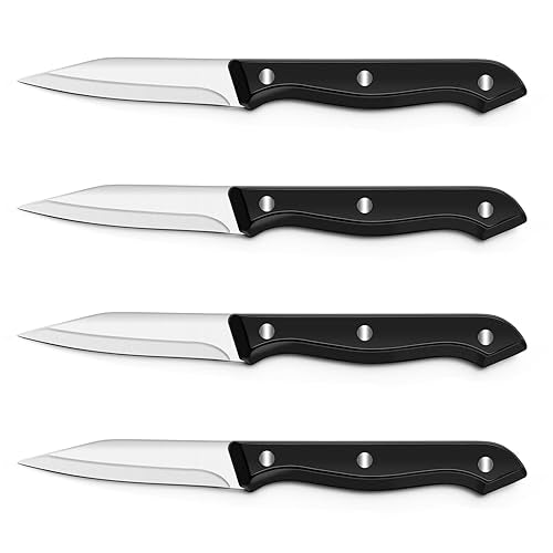 BEWOS 4-Piece Paring Knife Set - Paring Knives with Ergonomic Handle, 3.5 Inch Triple Rivet Paring Knives, Stainless Ste