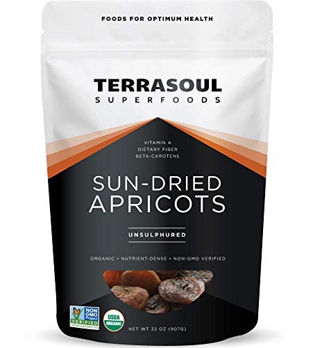 Terrasoul Superfoods Organic Apricots, 2 Lbs, Unsulphured, No-Added Sugar, Sweet and Tangy Delights for Snacking, Baking