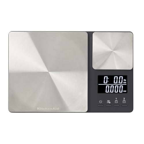 KitchenAid KQ909 Dual Platform Digital Kitchen and Food Scale, 11 pound capacity and Precision 16oz capacity, Black with