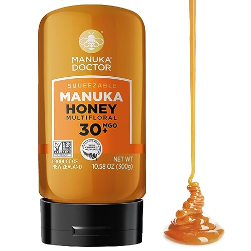 Manuka Doctor - Raw Manuka Honey MGO 30+ Squeezy, 100% Pure New Zealand Honey. Certified. Guaranteed. Raw. Non-GMO (10.5