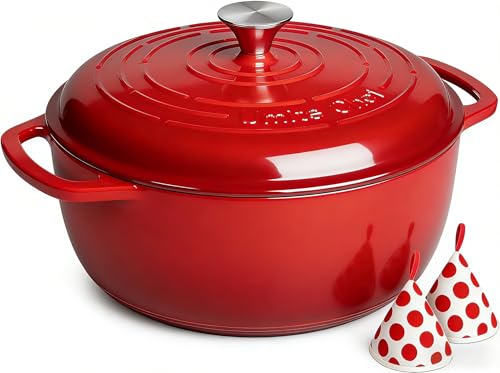 Umite Chef 6QT Enameled Cast Iron Dutch Oven with Lid, Versatile Heavy-Duty Cookware Pot for Baking Bread, Braising, Sou