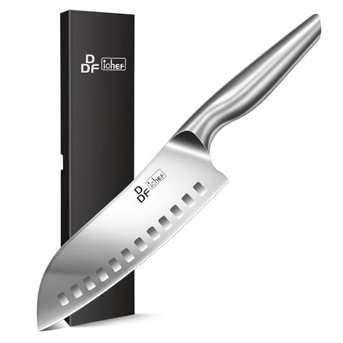 Chef Knife 7 Inch, High-Carbon Stainless Steel Santoku, Dishwasher Safe