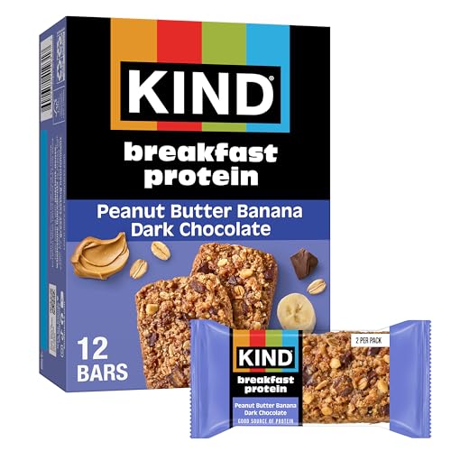 KIND Breakfast Protein Bars, Peanut Butter Banana Dark Chocolate, Gluten Free, Low Sodium, Healthy Snacks, 8g Protein, 6