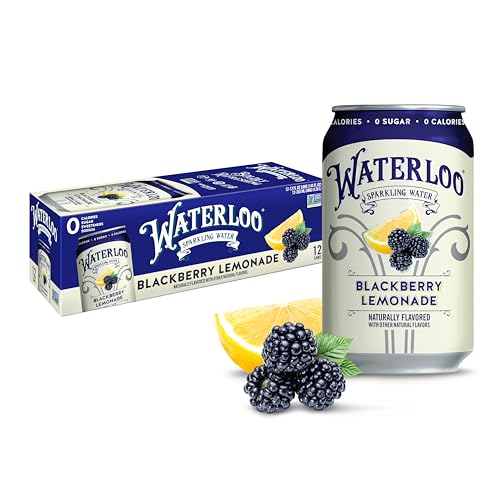 Waterloo Sparkling Water, Blackberry Lemonade Naturally Flavored, 12 Fl Oz Cans (Pack of 12) – Zero Calories and Zero Su