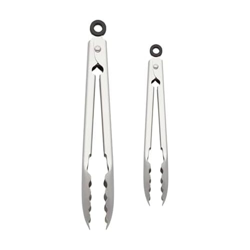 KitchenAid Set of 2 Stainless Steel Tongs with Scalloped Edges Easy Lock Dishwasher Safe Durable and Versatile 7 Inch an