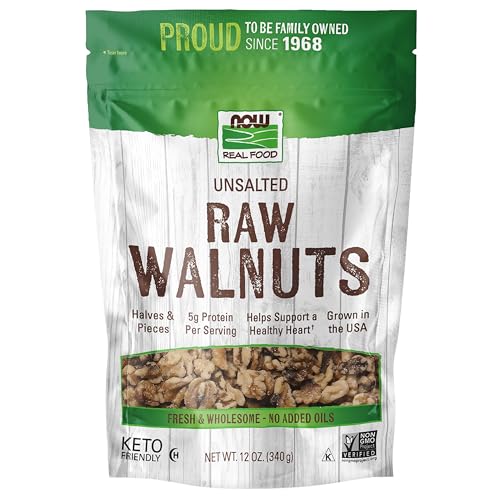 NOW Foods, Walnuts, Raw and Unsalted, Halves and Pieces, Natural Source of Protein and Essential Fatty Acids, Grown in t