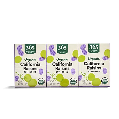 Pack of 6, 365 by Whole Foods Market, Organic Raisins, 1 Ounce