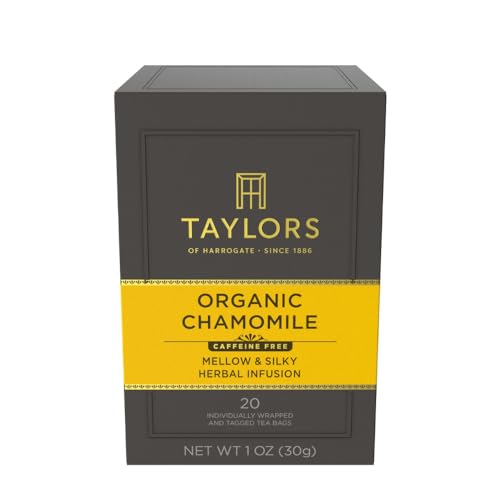 Taylors of Harrogate Organic Chamomile Herbal Tea, Individually Wrapped Bags, 20 Count (Pack of 1), Mellow, Silky & Soft