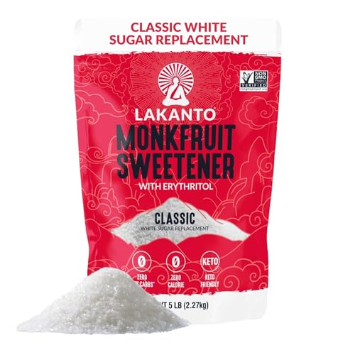Lakanto Monk Fruit Sweetener with Erythritol, Classic White, 5 LB