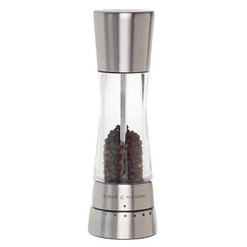 Cole & Mason Derwent Pepper Grinder - Gifts for Cooks - Culinary Chef Gifts - Stainless Steel Mill Includes Gourmet Prec