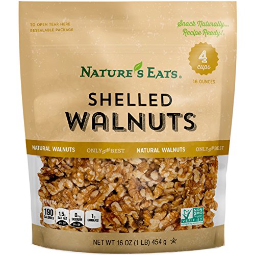 Nature’s Eats Shelled Walnuts 16 oz - 100% Natural Raw Walnut Halves & Pieces - Unsalted Healthy Snack - Fresh, Crunchy,