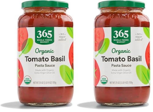 365 by Whole Foods Market, Organic Tomato Basil Pasta Sauce, 25 Ounce (Pack of 2)
