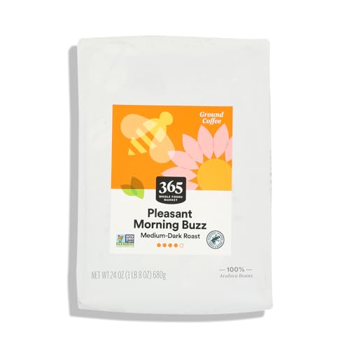 365 by Whole Foods Market, Pleasant Morning Buzz Ground Coffee, Medium-Dark Roast, 24 Ounce