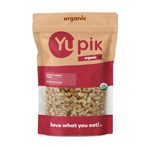 Yupik Organic Raw Cashew Pieces, 2.2 lb (35.2 oz), Gluten-Free, Kosher, Non-GMO, Vegan, Chopped Nuts, Unsalted, Unroaste