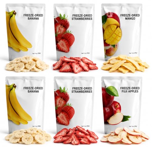 Freeze-Dried Sample Pack – 6 Pack (6oz Total) | 100% Real Fruit Snack | No Sugar Added | Non-GMO, Gluten-Free, Vegan | H