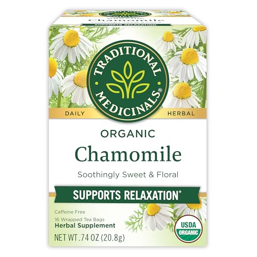 Traditional Medicinals Organic, Chamomile Tea - Supports Stress Relief and Relaxation - Kosher, Non-GMO, Caffeine-Free,