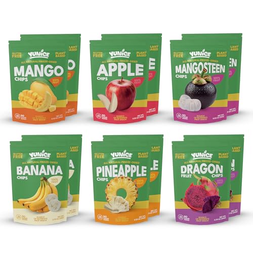 Yunice Freeze-Dried Fruit, 100% Natural, Gluten Free, No Added Sugar, healthy snacks for adults, BANANA, MANGO, PINEAPPL