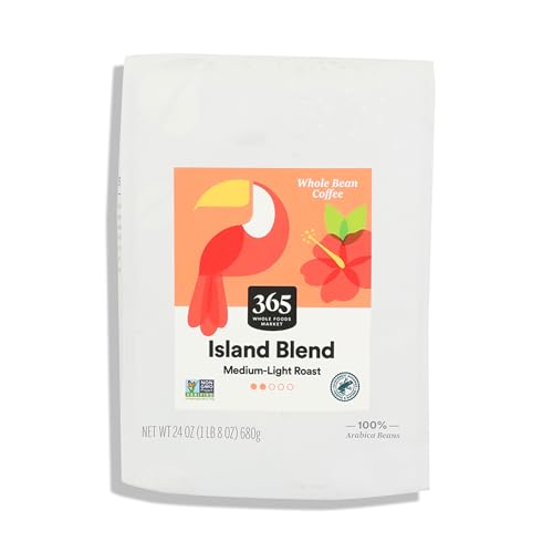365 by Whole Foods Market, Island Blend Whole Bean Coffee, Medium-Light Roast, 24 Ounce