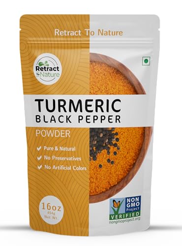 Retract To Nature Turmeric Black Pepper Powder, Pure & Natural, Non-GMO Verified, 16 oz