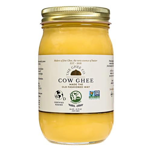 The Ghee Co, Grass fed Ghee, 16 oz, Glass Jar, Made with Grade AA butter, pure ghee, clarified butter, ghee butter, cert
