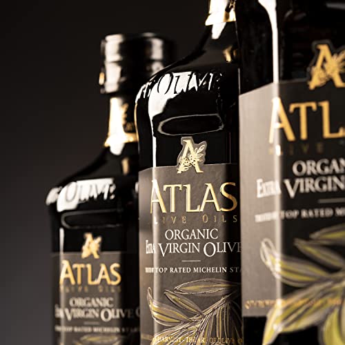 Atlas Organic Cold Pressed Moroccan Extra Virgin Olive Oil, Polyphenol Rich | EVOO From Morocco, Newly Harvested Unprocessed from One Single Family Farm | Trusted by Michelin Star Chefs | 500 mL