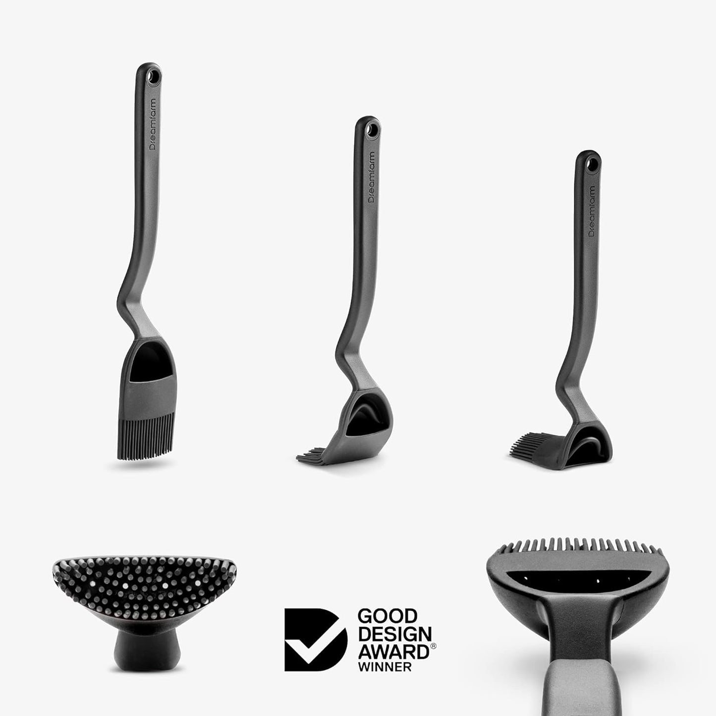 Dreamfarm Brizzle | Flexible Silicone Sit-Up Basting, Drizzle, Scooping Brush | In-Built Sauce Dressing Marinade Resevoir - Never Miss A Drop | In-Built Head Rest for Dripless Bench Tops | Black