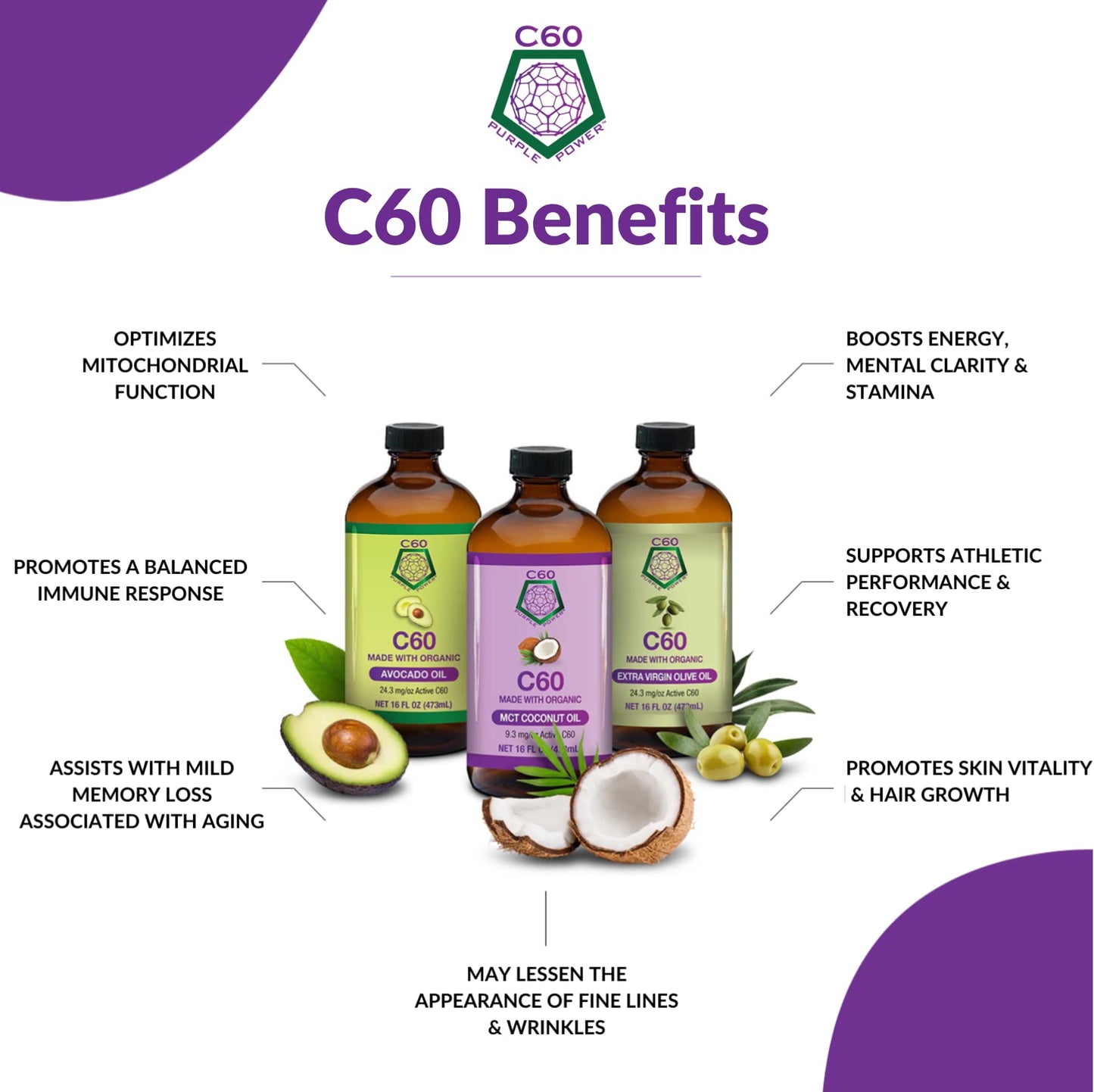 C60 Power - EVOO 16-oz.- Organic Extra Virgin Olive Oil, 16 Fl Oz, 99.99% Pure Carbon Fullerenes, Lift Oxidative Burden, Optimize Mitochondrial Function